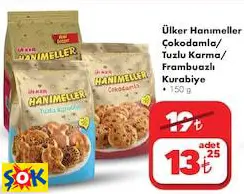 ÜLKER HANIMELLER ÇOKODAMLA/ TUZLU KARMA/ FRAMBUAZLI KURABİYE 150 G